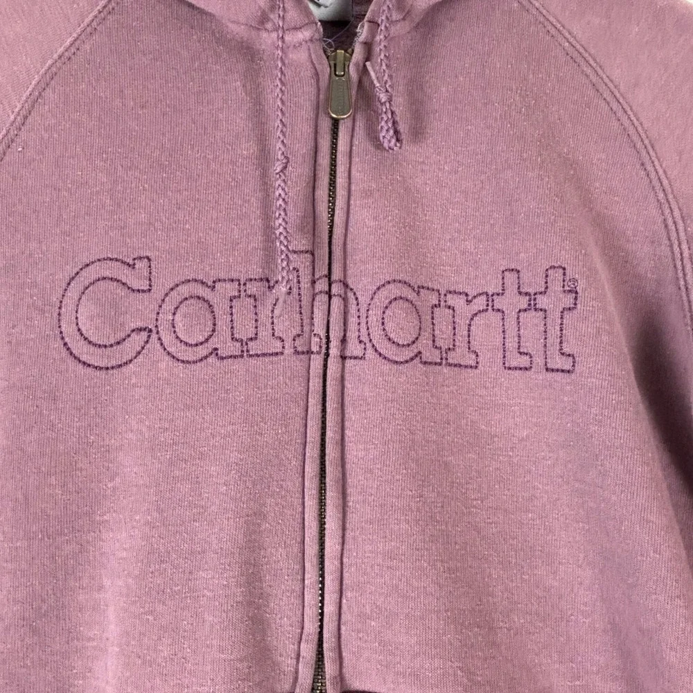 Carhartt Womens Hoodie Size Small Purple Full Zip Sweatshirt Logo Pocket‎ Cozy - Picture 2 of 11